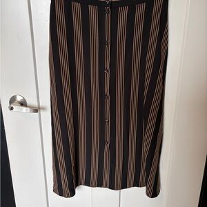 H&M Black and Brown Striped Midi Skirt